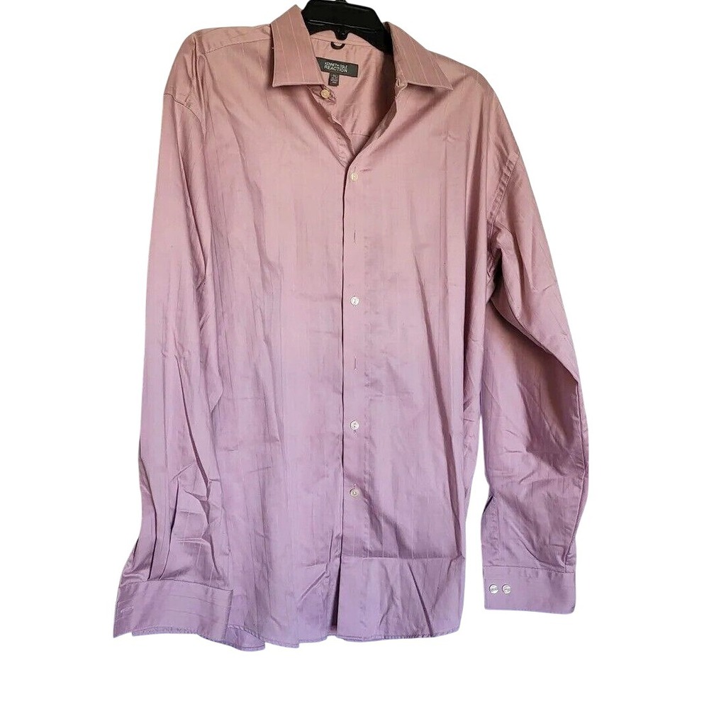 Kenneth Cole Reaction Men's Dusty Pink Preppy Long Sleeve Button Career Shirt XL